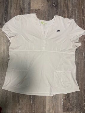 Marvella Short Sleeved White RN Scrub Top Plus Size